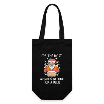 Weihnachtsmann Weihnachten Bier Spruch lustig - Geschenkbeutel für Flaschen - Schwarz - Vorne