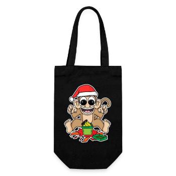 Affe mit Weihnachtsmütze Weihnachten - Geschenkbeutel für Flaschen - Schwarz - Vorne