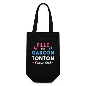 Fille ou Garçon Annonce Bébé Tonton T'aime Déjà - Sac à bouteille - noir - Devant