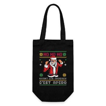 Pull Moche De Noël Cadeau Famille Humour Apéro - Sac à bouteille - noir - Devant