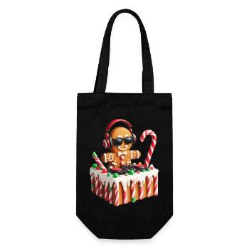 Lebkuchen-DJ-Pult Weihnachtsfeiertag Zuckerstange - Geschenkbeutel für Flaschen - Schwarz - Vorne