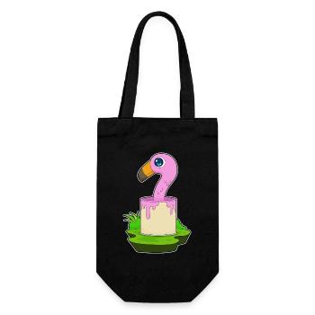 Flamingo Maler Farbeimer Malen - Geschenkbeutel für Flaschen - Schwarz - Vorne