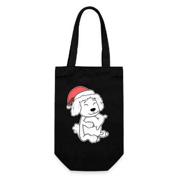 Pudel Hund Tier Weihnachten - Geschenkbeutel für Flaschen - Schwarz - Vorne