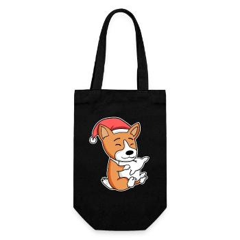 Welsh Corgi chien Animal Noël - Sac à bouteille - noir - Devant