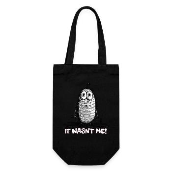 It Wasn't Me, Funny Cartoon Worm - Gift Bag for Bottles - black - Front