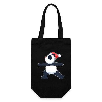 Panda Weihnachten Yoga - Geschenkbeutel für Flaschen - Schwarz - Vorne