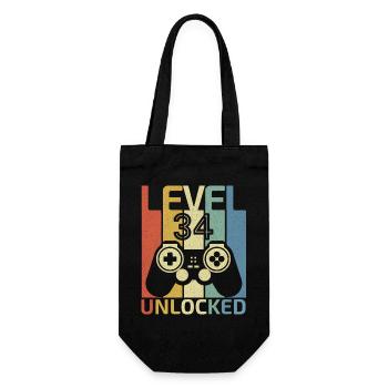 Level 34 Unlocked Funny Video Gamer 34Th Birthday - Gift Bag for Bottles - black - Front
