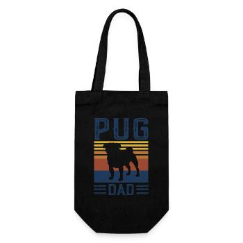 Pug Dad Dog Vintage Retro - Geschenkbeutel für Flaschen - Schwarz - Vorne