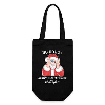 Ho Ho Ho Pull Moche Père Noël Apéro Humour Noel - Sac à bouteille - noir - Devant