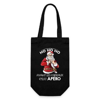 HO HO HO PULL MOCHE NOËL APÉRO CADEAUX FAMILLE - Sac à bouteille - noir - Devant