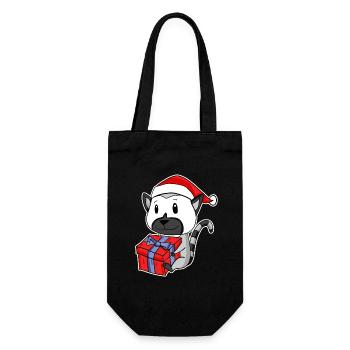 Lémurien avec le chapeau de Père Noël - Sac à bouteille - noir - Devant