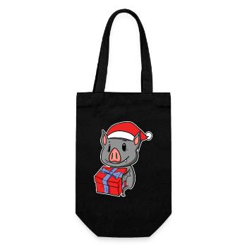 Bat with Santa Hat - Christmas - Gift Bag for Bottles - black - Front