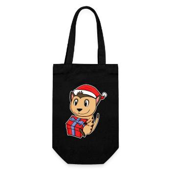 Suricate avec chapeau de Père Noël - Noël - Sac à bouteille - noir - Devant