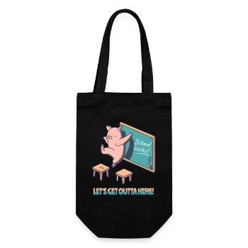 School sucks, get out of here, happy pig - Gift Bag for Bottles - black - Front