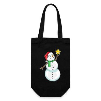 Poinsettia de Noël bonhomme de neige - Sac à bouteille - noir - Devant
