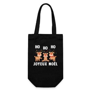 3 Rennes de Noël Ho Ho Joyeux Noël - Sac à bouteille - noir - Devant
