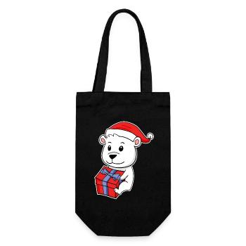 Polar bear with Christmas hat - Gift Bag for Bottles - black - Front