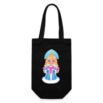 Ded Moroz Snegurotschka russischer Weihnachtsmann - Geschenkbeutel für Flaschen - Schwarz - Vorne