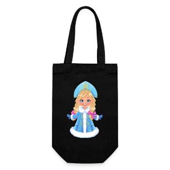 Ded Moroz Snegurotschka russischer Weihnachtsmann - Geschenkbeutel für Flaschen - Schwarz - Vorne