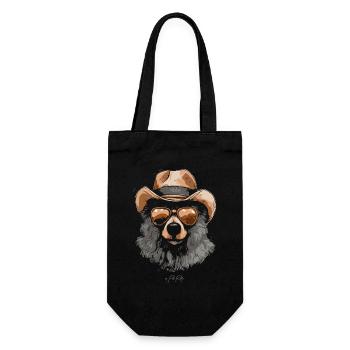 Avec un chapeau et des lunettes de soleil : un ours cool - Sac à bouteille - noir - Devant