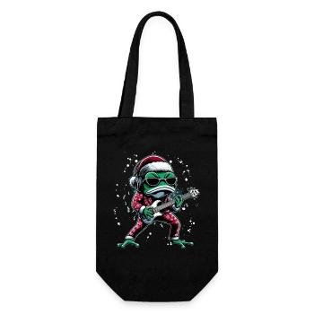 Grenouille cool avec guitare et chapeau de père Noël - Sac à bouteille - noir - Devant