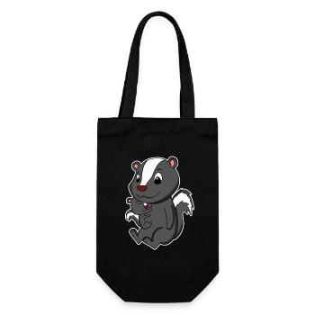 Stinktier Familie - Stinktier mit Baby - Geschenkbeutel für Flaschen - Schwarz - Vorne