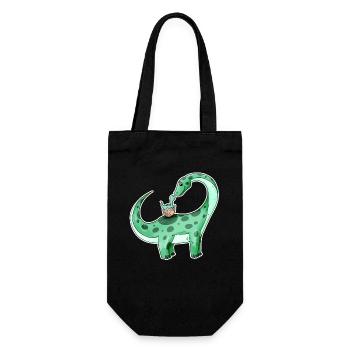 Dinosaur with Baby Dinosaur - Dino - Gift Bag for Bottles - black - Front
