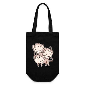 Singe mignon - Motif de singe - Sac à bouteille - noir - Devant