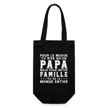 Papa Tu Es Le Monde Entier Drôle Fête Des Pères - Sac à bouteille - noir - Devant