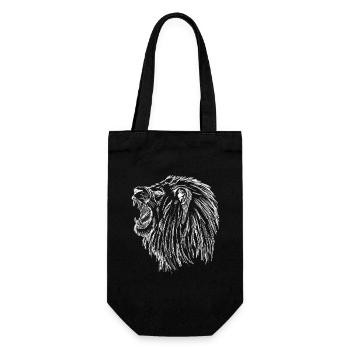 Lion rugissant - Blanc - Sac à bouteille - noir - Devant