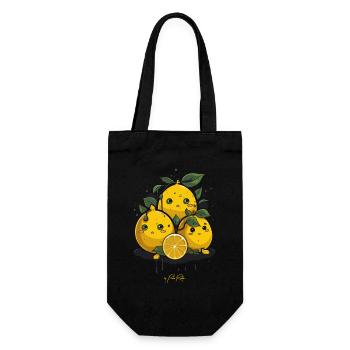 Three and half cartoon lemons - Gift Bag for Bottles - black - Front