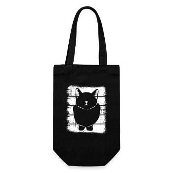 Katze Skizze - Geschenkbeutel für Flaschen - Schwarz - Vorne