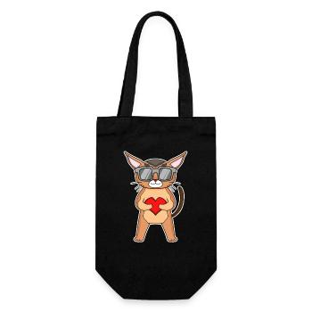 Chat avec coeur et lunettes - Motif chat Chausie - Sac à bouteille - noir - Devant