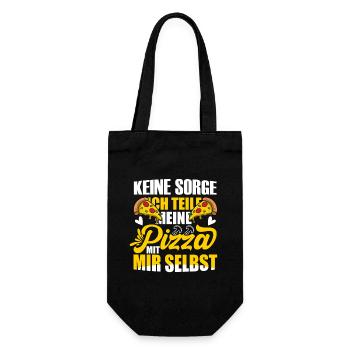 Keine Sorge ich teile meine Pizza Mit mir selbst, - Geschenkbeutel für Flaschen - Schwarz - Vorne
