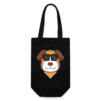 Jack Russell Terrier Dog with Glasses - Cool Dog - Gift Bag for Bottles - black - Front