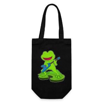 Frosch Musiker Gitarre Musik - Geschenkbeutel für Flaschen - Schwarz - Vorne