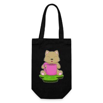 Katze Kaffee Becher - Geschenkbeutel für Flaschen - Schwarz - Vorne