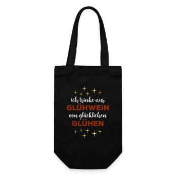 Ich trinke nur Glühwein von glücklichen Glühen - Geschenkbeutel für Flaschen - Schwarz - Vorne