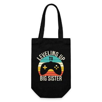 Leveling up to Big Sister - Gift Bag for Bottles - black - Front