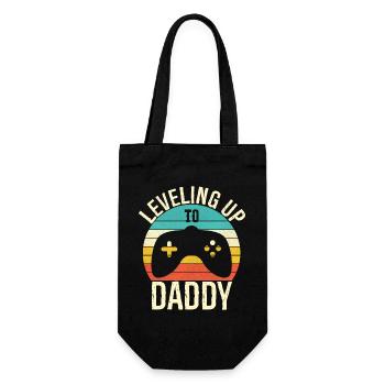 Leveling up to daddy - Gift Bag for Bottles - black - Front