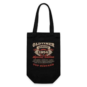 70. Geburtstag Oldtimer Januar Jahrgang 1954 - Geschenkbeutel für Flaschen - Schwarz - Vorne