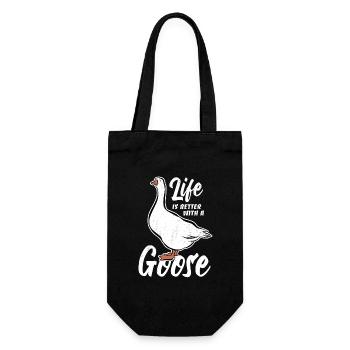 Life is better with a goose - Gänse Fan - Geschenkbeutel für Flaschen - Schwarz - Vorne