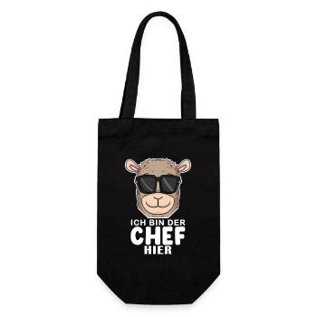 Chef Spruch mit Alpaka Motiv - Geschenkbeutel für Flaschen - Schwarz - Vorne