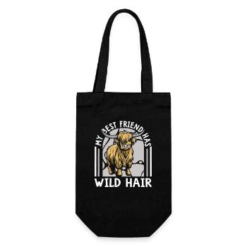 My Best Friend Has Wild Hair Highland Cow - Gift Bag for Bottles - black - Front