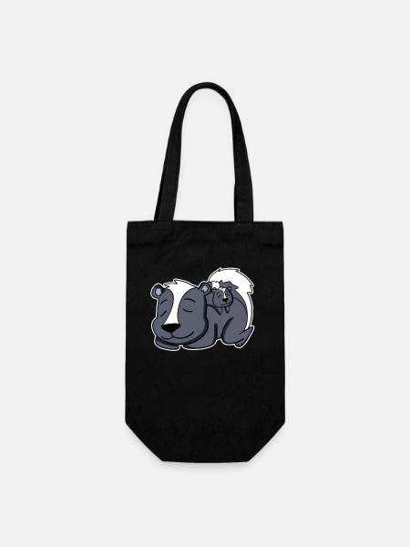 Stinktier Familie - Stinktier mit Baby - Geschenkbeutel für Flaschen - Schwarz