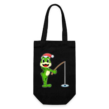 Frosch Weihnachten Angeln - Geschenkbeutel für Flaschen - Schwarz - Vorne