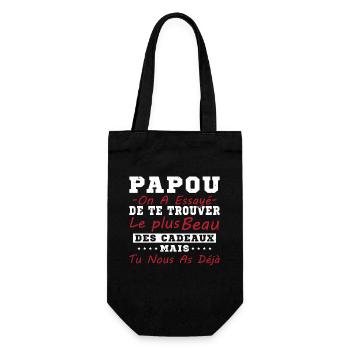 Papou Cadeau humour papa fête des pères - Sac à bouteille - noir - Devant