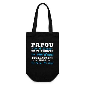 Papou Cadeau humour papa fête des pères - Sac à bouteille - noir - Devant