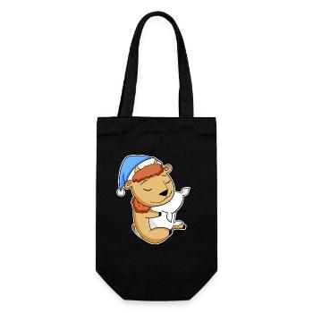 Bison with pillow and sleepy cap - Gift Bag for Bottles - black - Front