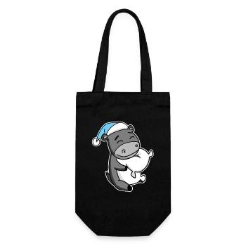 Esel mit Kissen und Schlafmütze - Geschenkbeutel für Flaschen - Schwarz - Vorne